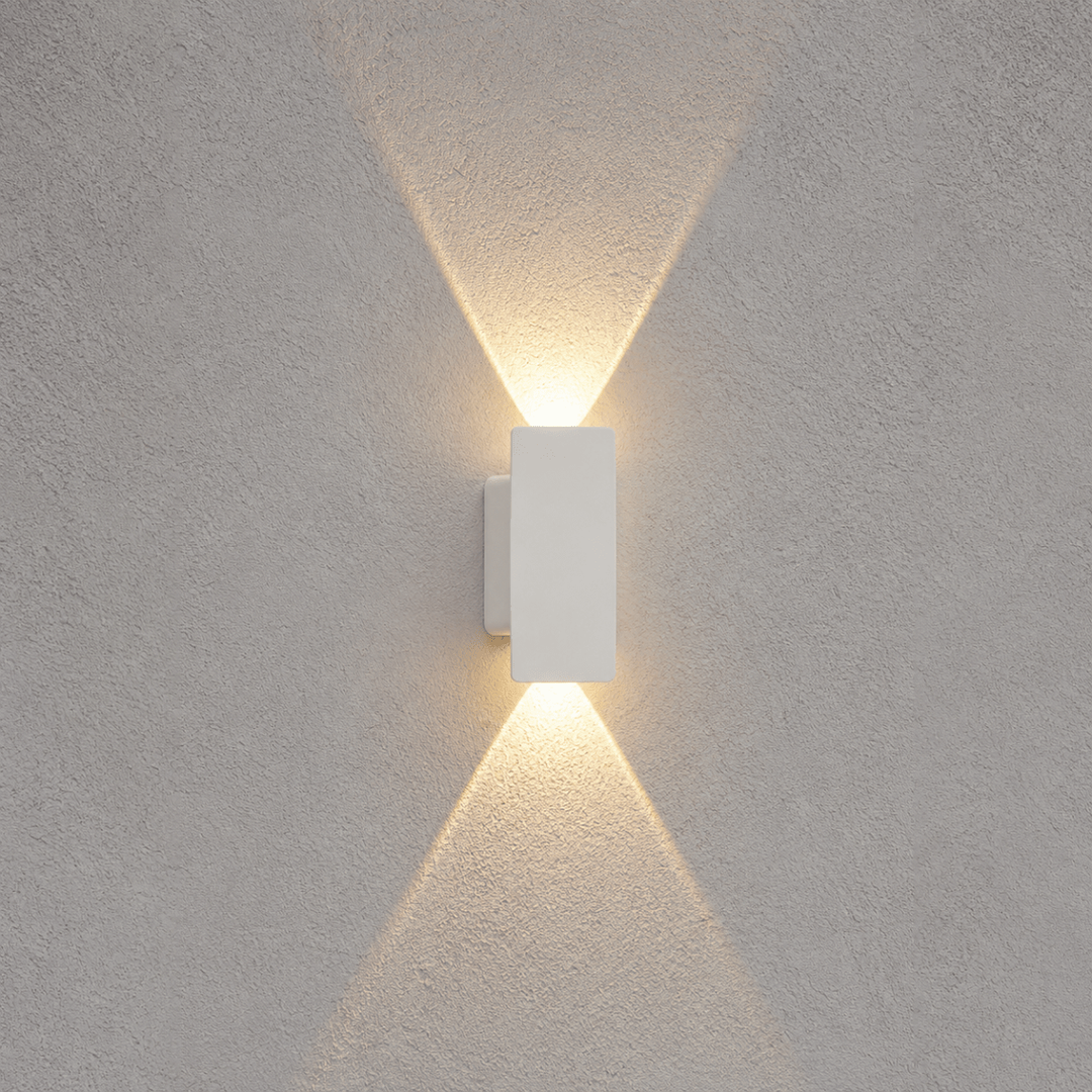 Outdoor Wall Sconce and Light with LED Up Down Lighting and Modern Rectangular Design