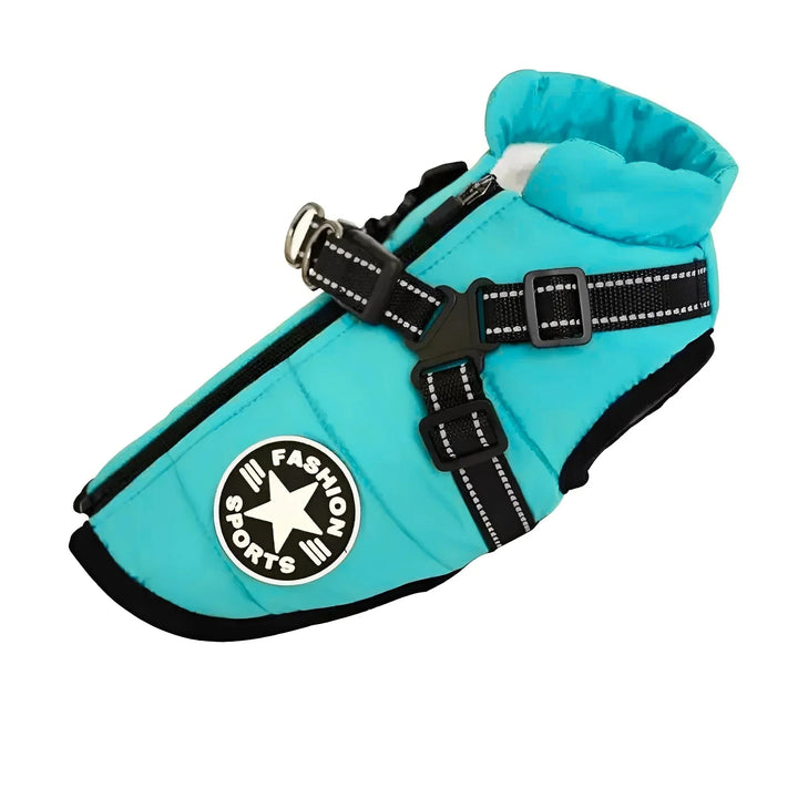 Winter Dog Coat with Built-In Harness, Padded and Lined