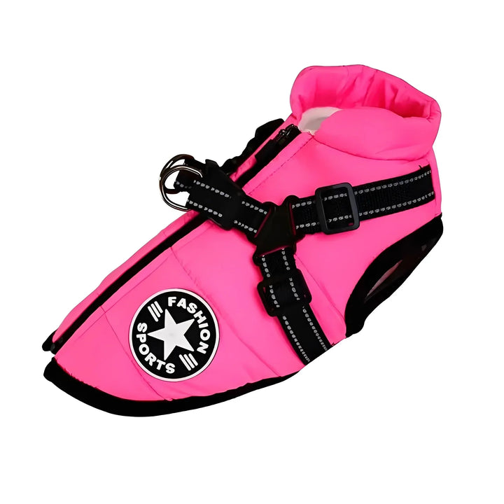 Winter Dog Coat with Built-In Harness, Padded and Lined