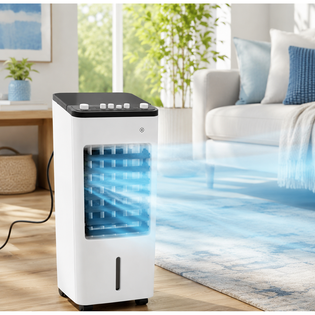 Portable Air Conditioner and Cooler with Evaporative Cooling Fan and Humidifier Function
