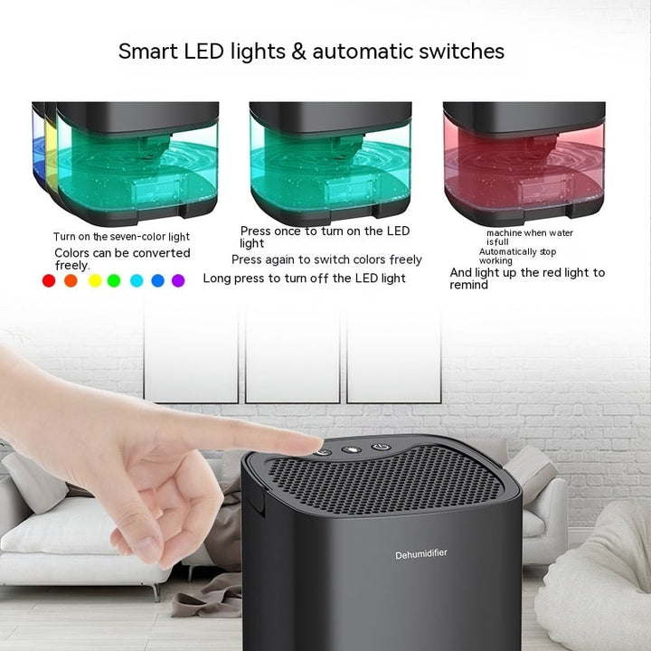Portable Dehumidifier for Basement Bedroom with Drain Hose and LED Tank Indicator
