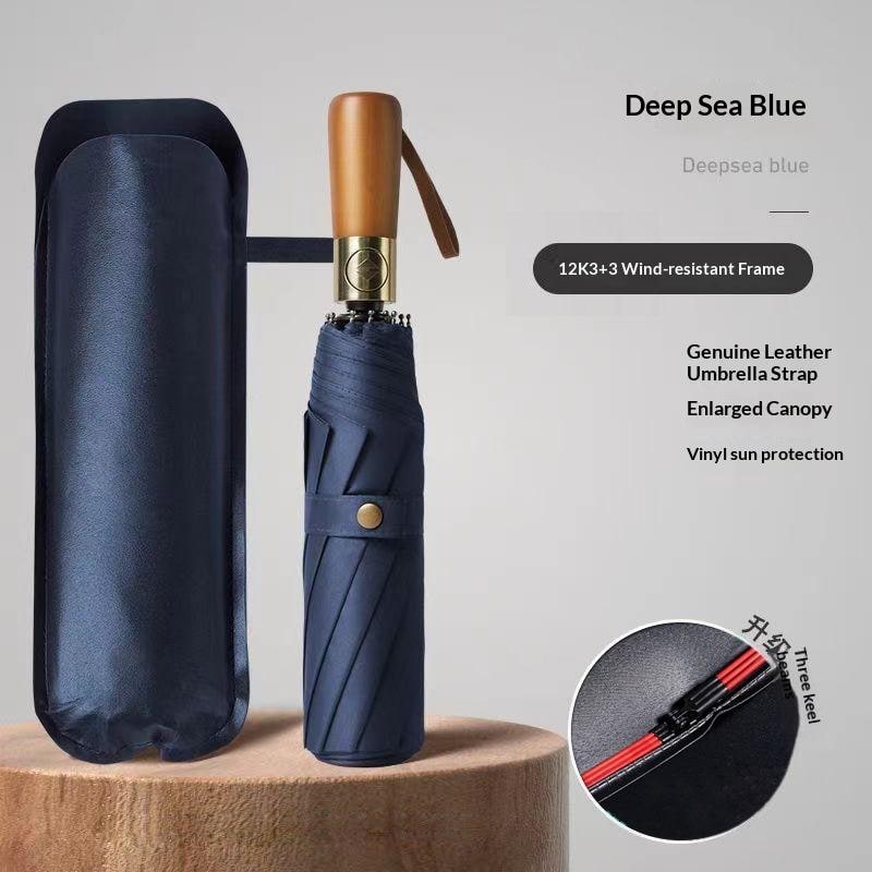 Repel Windproof Travel Umbrella with Wooden Handle and Automatic Folding
