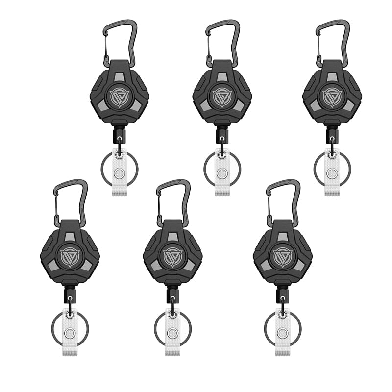 Retractable Key Chain with Carabiner and Heavy Duty Steel Wire Badge Holder Ring