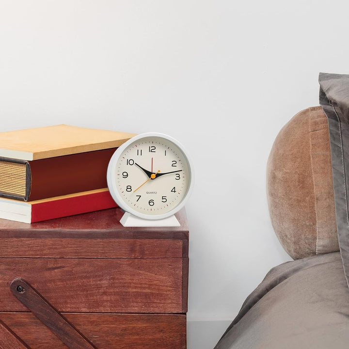 Retro Analog Alarm Clock with Non-Ticking Quartz Movement and Backlight for Bedroom or Desk
