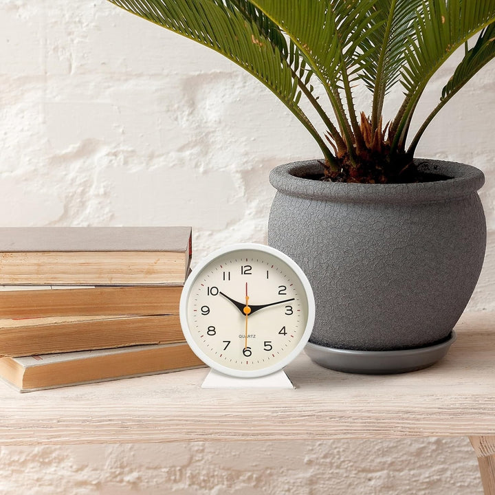 Retro Analog Alarm Clock with Non-Ticking Quartz Movement and Backlight for Bedroom or Desk