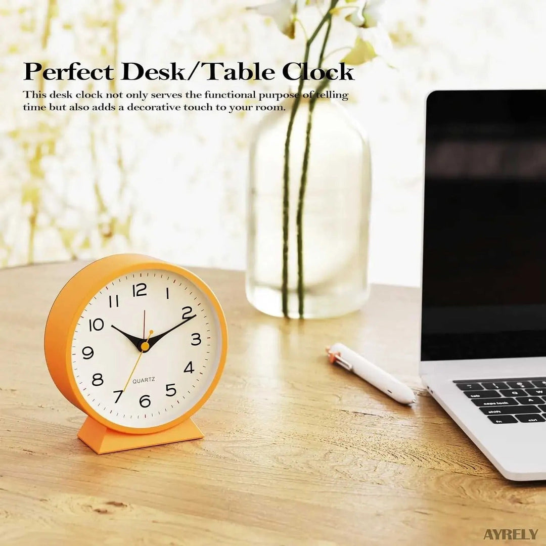Retro Analog Alarm Clock with Non-Ticking Quartz Movement and Backlight for Bedroom or Desk