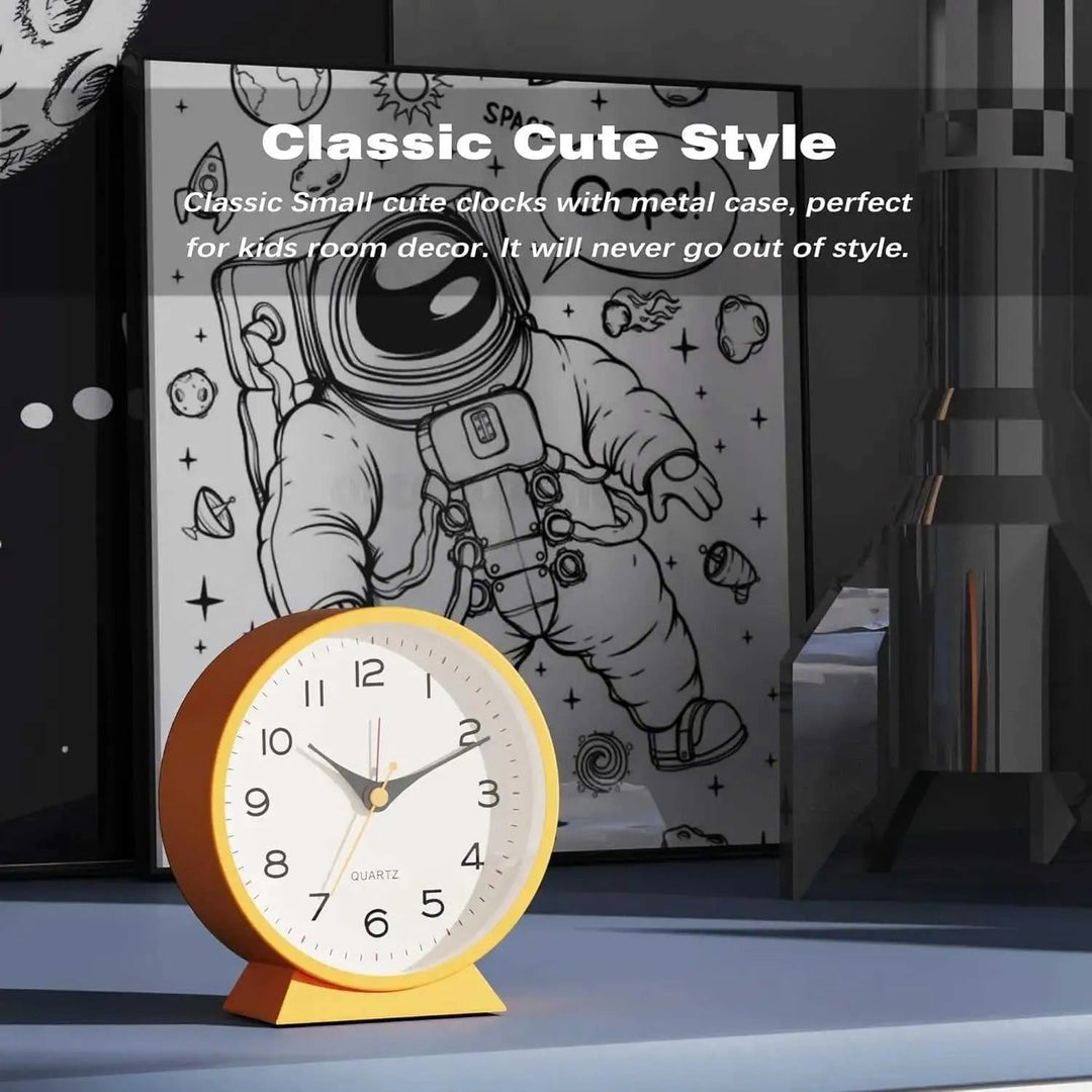 Retro Analog Alarm Clock with Non-Ticking Quartz Movement and Backlight for Bedroom or Desk