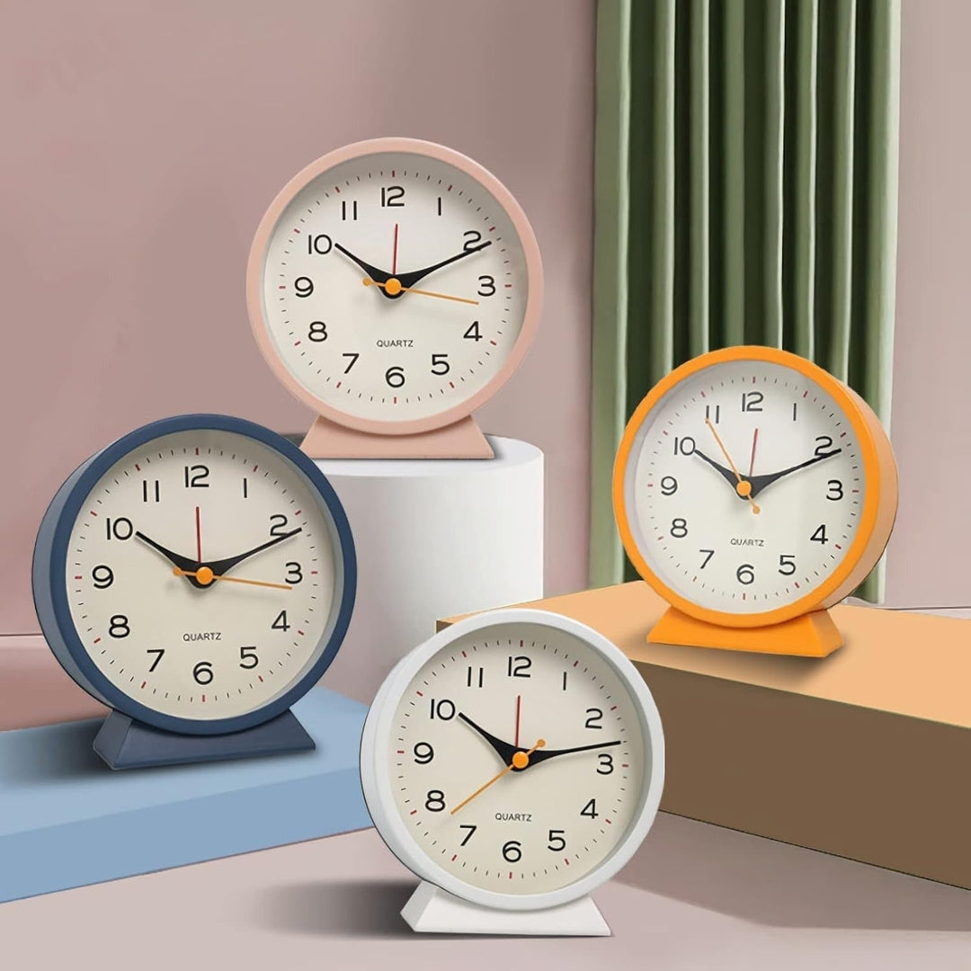 Retro Analog Alarm Clock with Non-Ticking Quartz Movement and Backlight for Bedroom or Desk