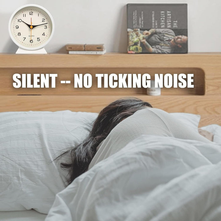 Retro Analog Alarm Clock with Non-Ticking Quartz Movement and Backlight for Bedroom or Desk