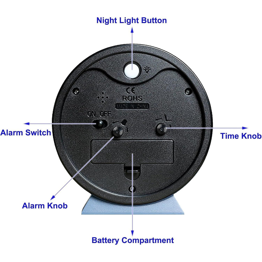 Retro Analog Alarm Clock with Non-Ticking Quartz Movement and Backlight for Bedroom or Desk