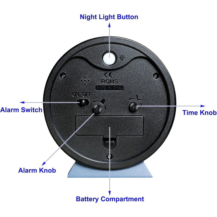 Retro Analog Alarm Clock with Non-Ticking Quartz Movement and Backlight for Bedroom or Desk