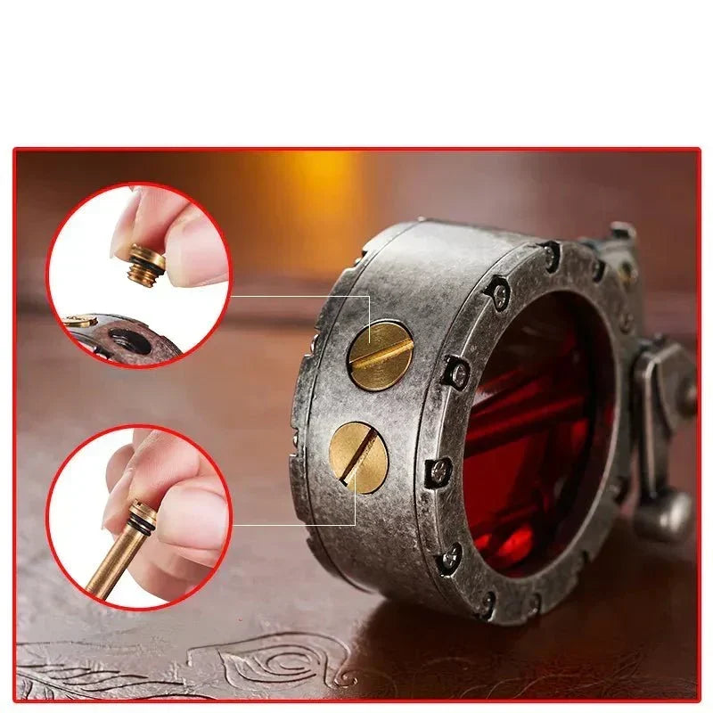 Vintage-Style Lighter with Rocker Switch and Windproof Transparent Tank