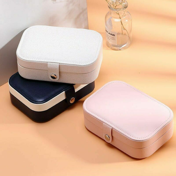 Double-Layer Portable Leather Jewelry Box
