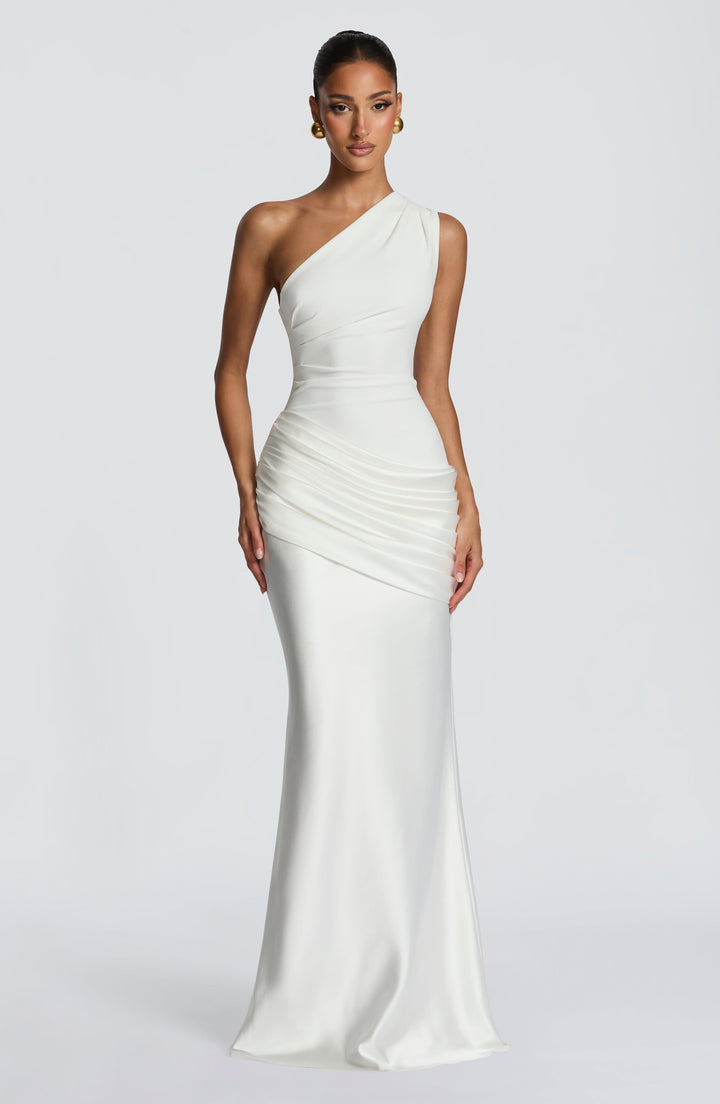 Abbey One-Shoulder Satin Maxi Dress
