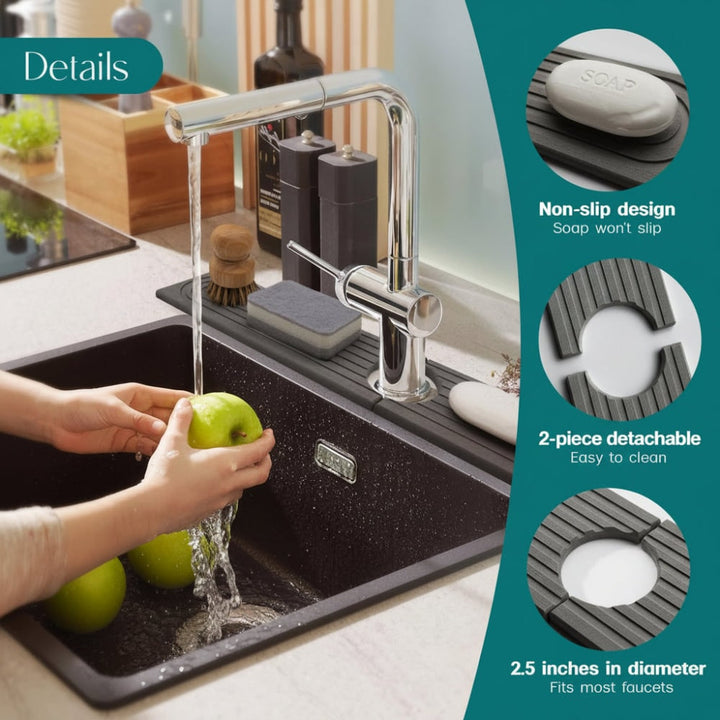 Sink Splash Guard with Diatomaceous Earth Faucet Mat and Quick-Drying Stone Finish