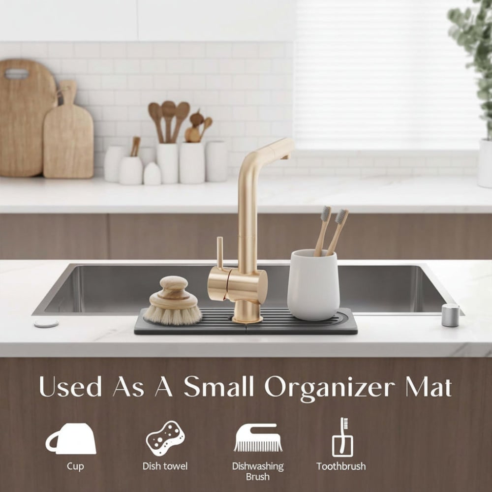Sink Splash Guard with Diatomaceous Earth Faucet Mat and Quick-Drying Stone Finish