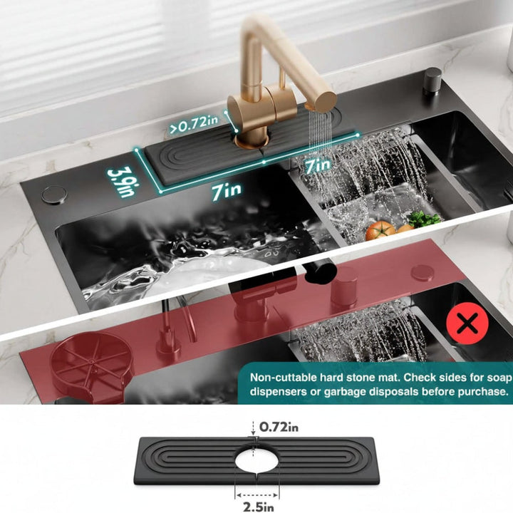 Sink Splash Guard with Diatomaceous Earth Faucet Mat and Quick-Drying Stone Finish