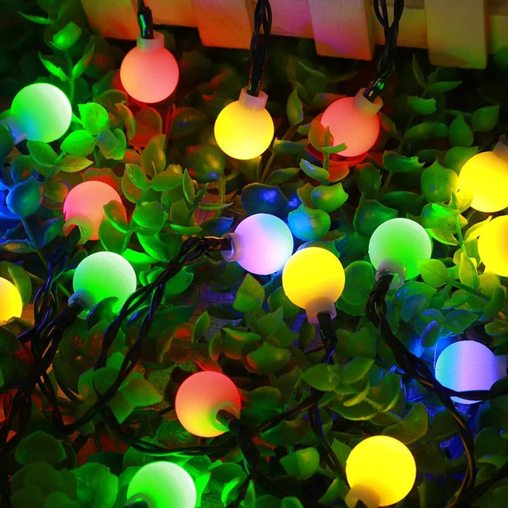 Solar String Lights Outdoor with Frosted Globe Bulbs and Powered Yard Lighting Exterior