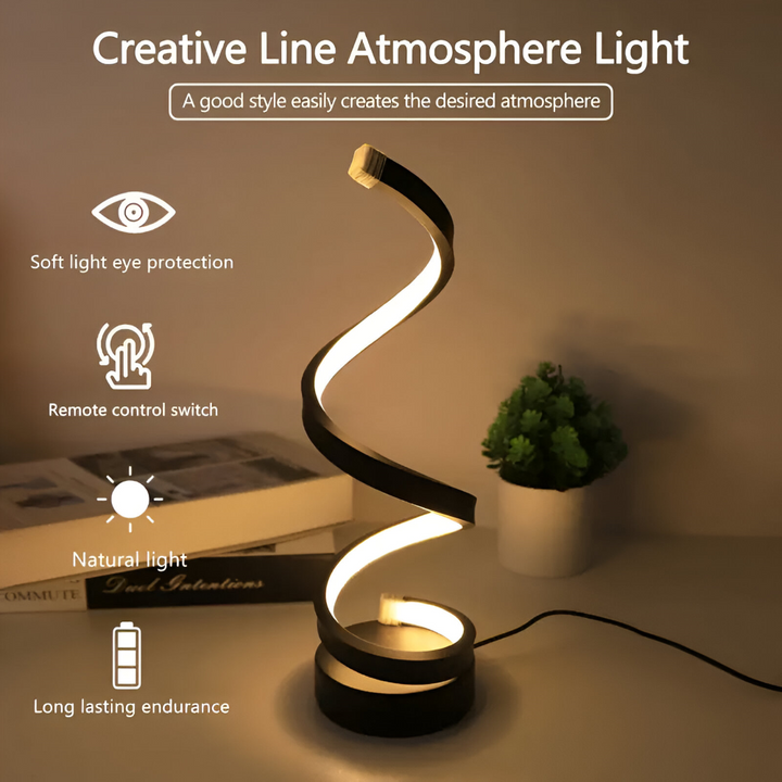 Spiral LED Table Lamp with Adjustable Color Temperature for Desk and Dining Room