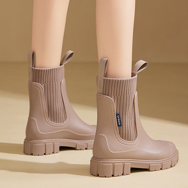 Women's Waterproof Wellies with Thick Treaded Sole – Arvella