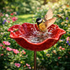 Metal poppy bird bath stake – garden and balcony decoration, 60 cm