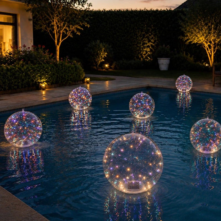 Swimming Pool Lights LED Floating Inflatable Solar with Fairy and Hand Pump