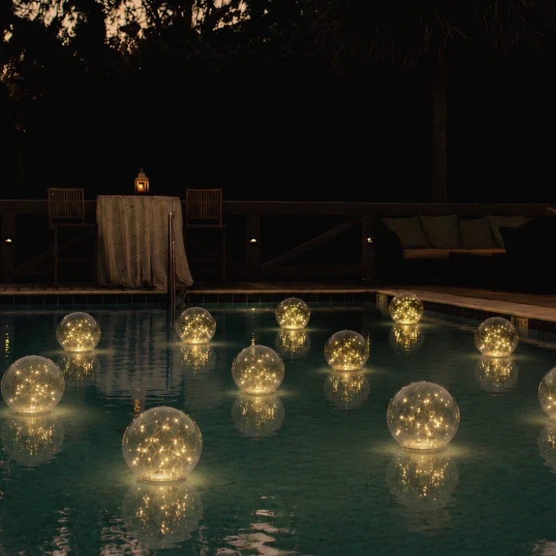 Swimming Pool Lights LED Floating Inflatable Solar with Fairy and Hand Pump
