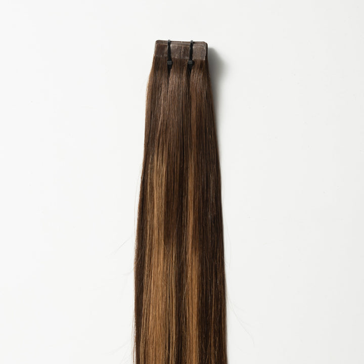 Tape-In Hair Extensions – Veloura Tape (Warm Brown Balayage 2+7)
