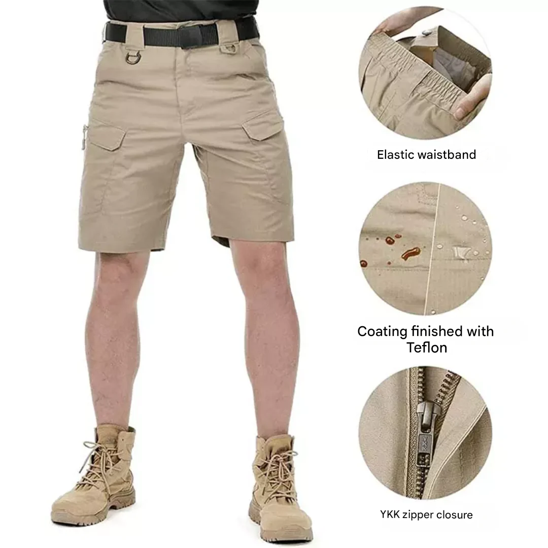 Men's Outdoor Shorts with 6 Zip Pockets - FlexTrek Cargo Shorts
