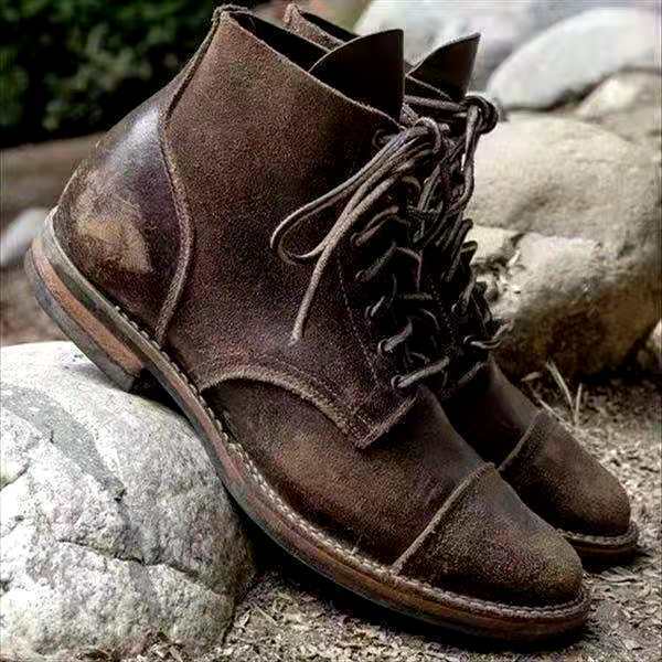 Men's Retro Waterproof Lace-Up Boots with Non-Slip Sole – Damian