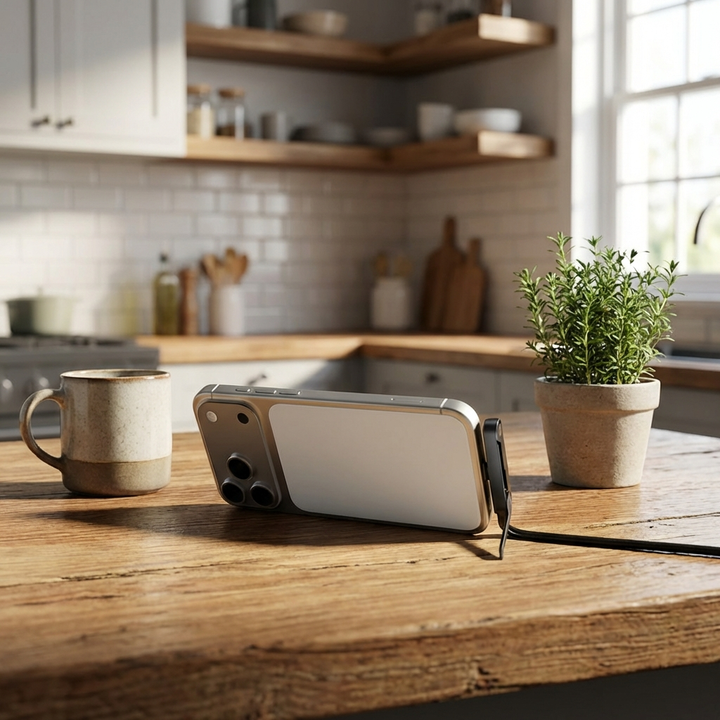 Usb-C Charging Cable with Integrated Folding Phone Stand and Braided Nylon Design