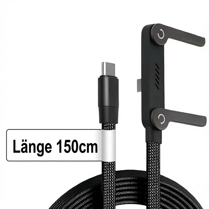 Usb-C Charging Cable with Integrated Folding Phone Stand and Braided Nylon Design
