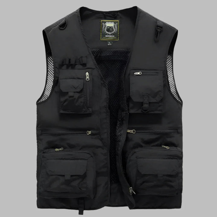 Utility Vest with Multiple Pockets and Mesh Lining for Fishing Travel and Work Lightweight