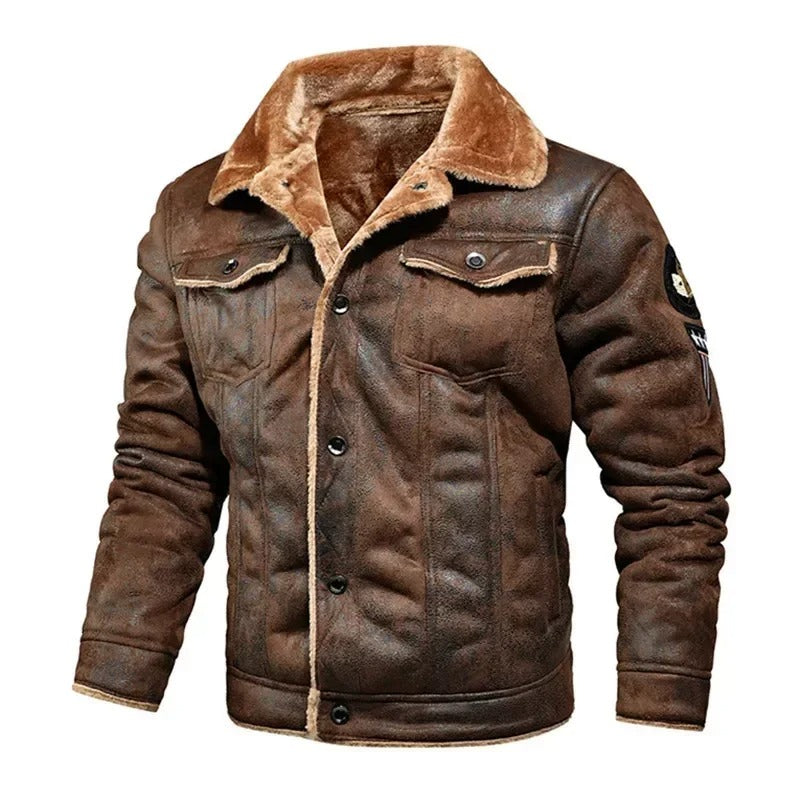 Luxurious Oversized Leather Jacket with Velvet Lining – Victor