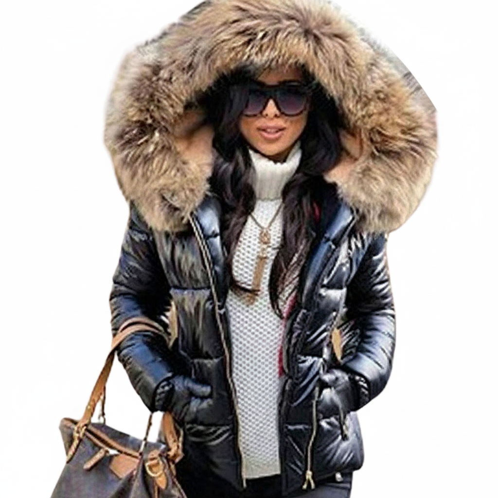 Women's Thick Lined Winter Jacket with Hood, Wind- and Water-Repellent.
