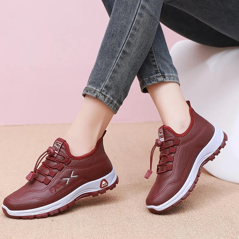 Women's Waterproof Lace-Up Sneakers with Fleece Lining
