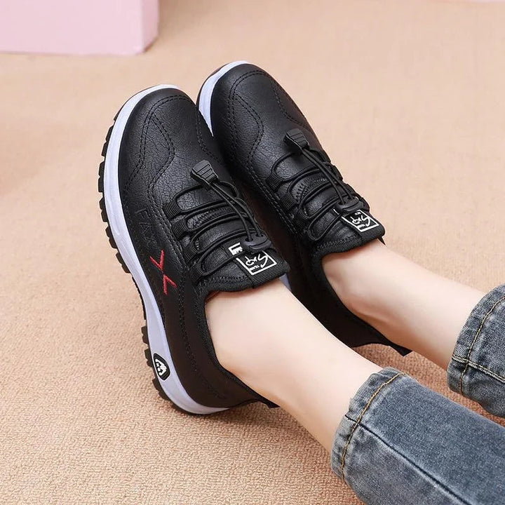 Women's Waterproof Lace-Up Sneakers with Fleece Lining