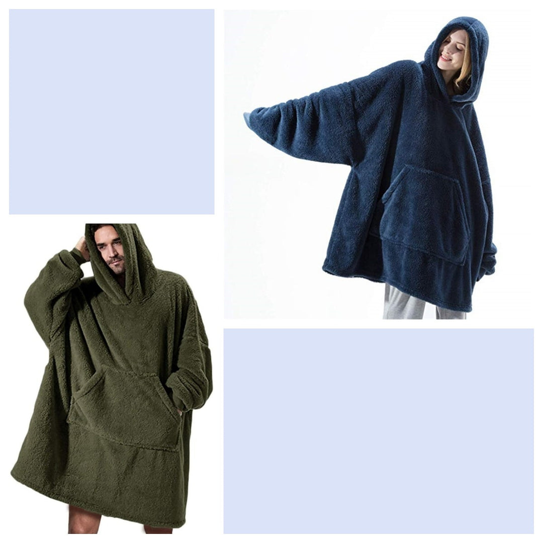 Wearable Blanket Hoodie with Oversized Fleece and Kangaroo Pocket