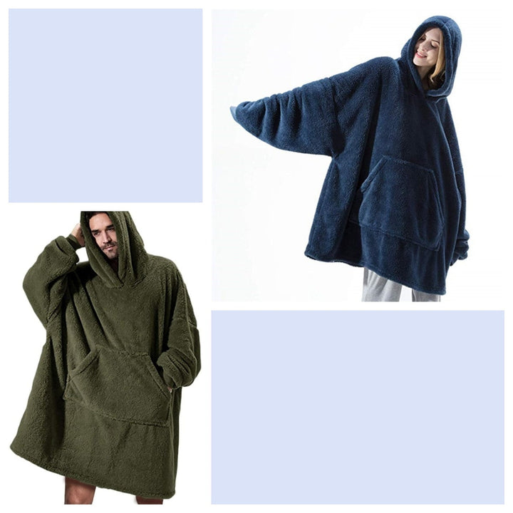 Wearable Blanket Hoodie with Oversized Fleece and Kangaroo Pocket
