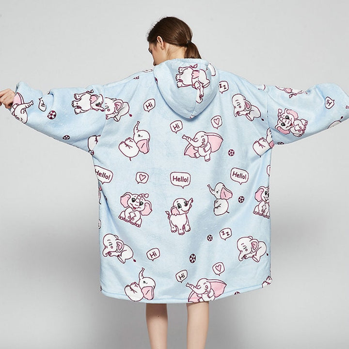Wearable Blanket Hoodie with Sherpa Lining Oversized Fleece Pullover