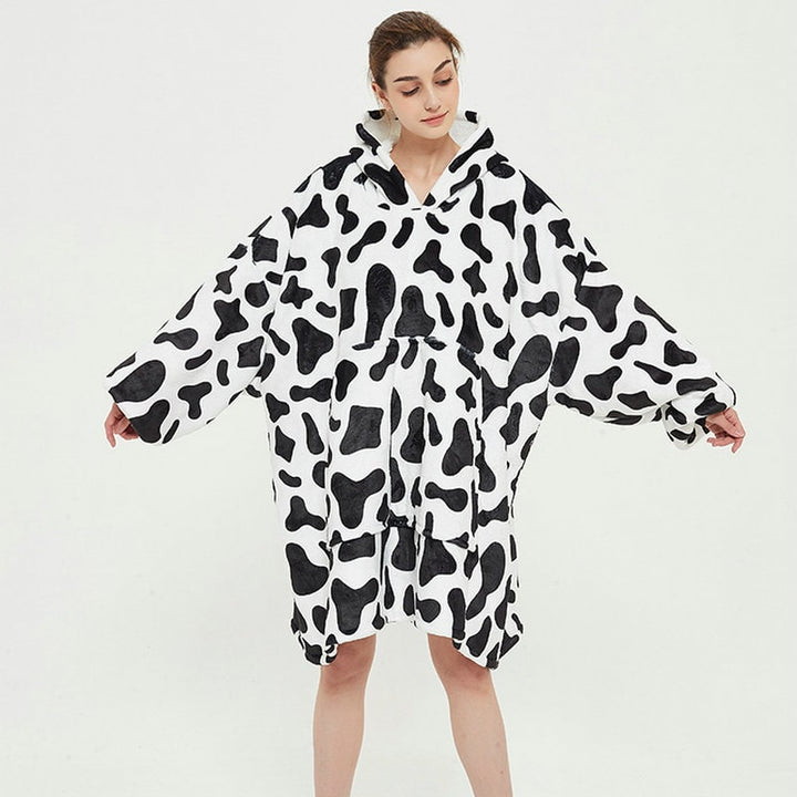 Wearable Blanket Hoodie with Sherpa Lining Oversized Fleece Pullover