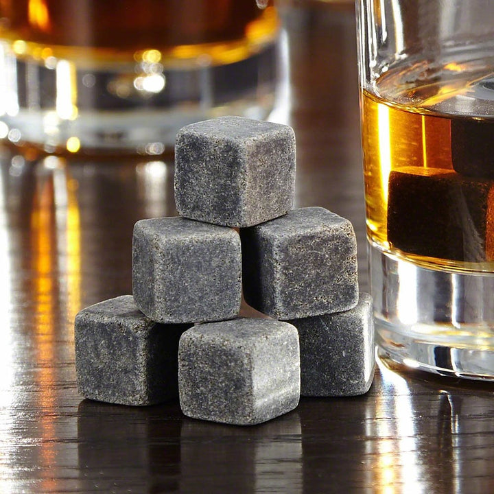 Whiskey Ice Cubes and Soapstone Stones, Reusable Chilling Rocks, Set of 9