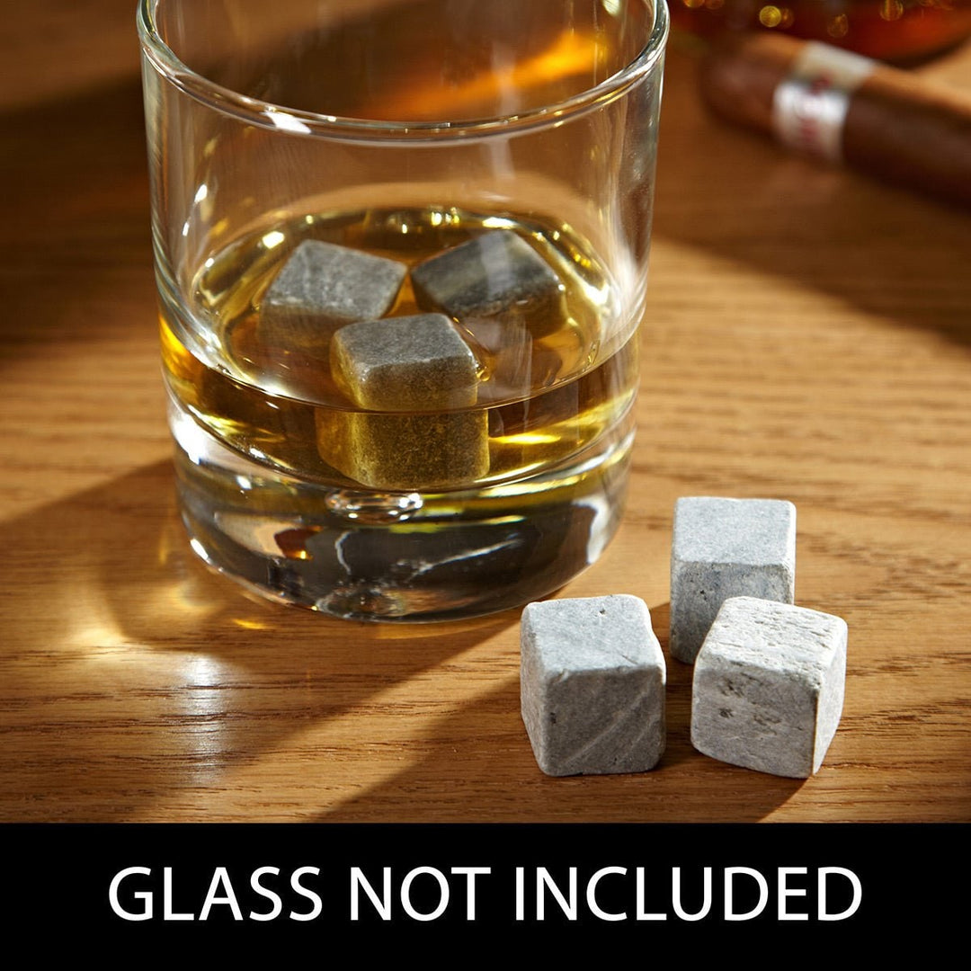 Whiskey Ice Cubes and Soapstone Stones, Reusable Chilling Rocks, Set of 9