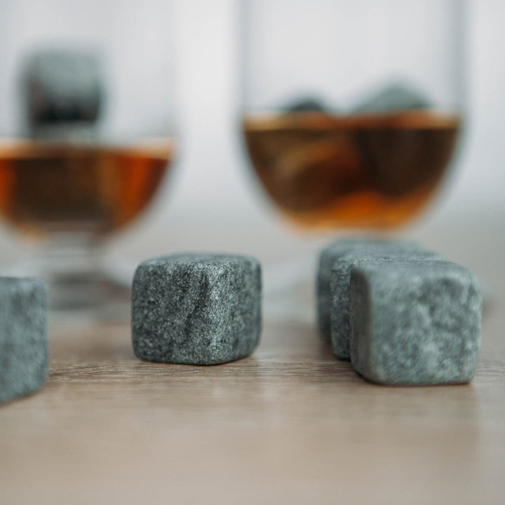 Whiskey Ice Cubes and Soapstone Stones, Reusable Chilling Rocks, Set of 9