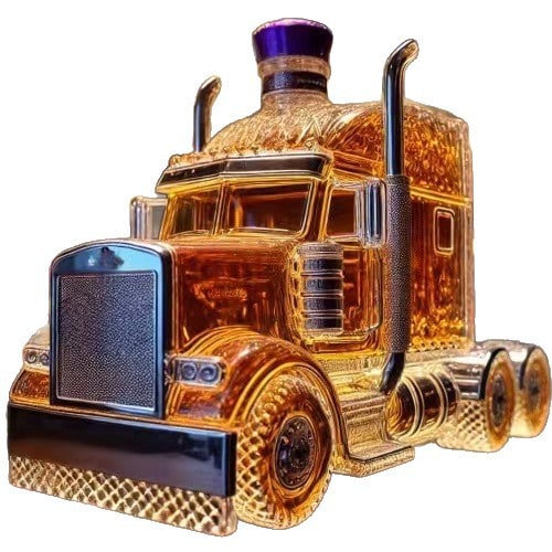 Whiskey Decanter Semi-Truck Shaped Glass Bottle with Stopper