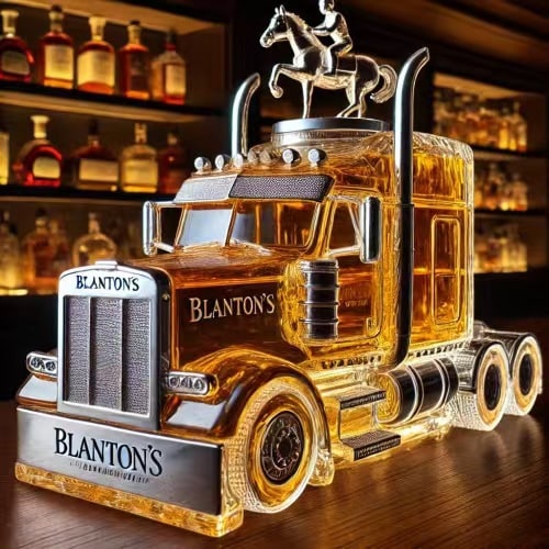 Whiskey Decanter Semi-Truck Shaped Glass Bottle with Stopper