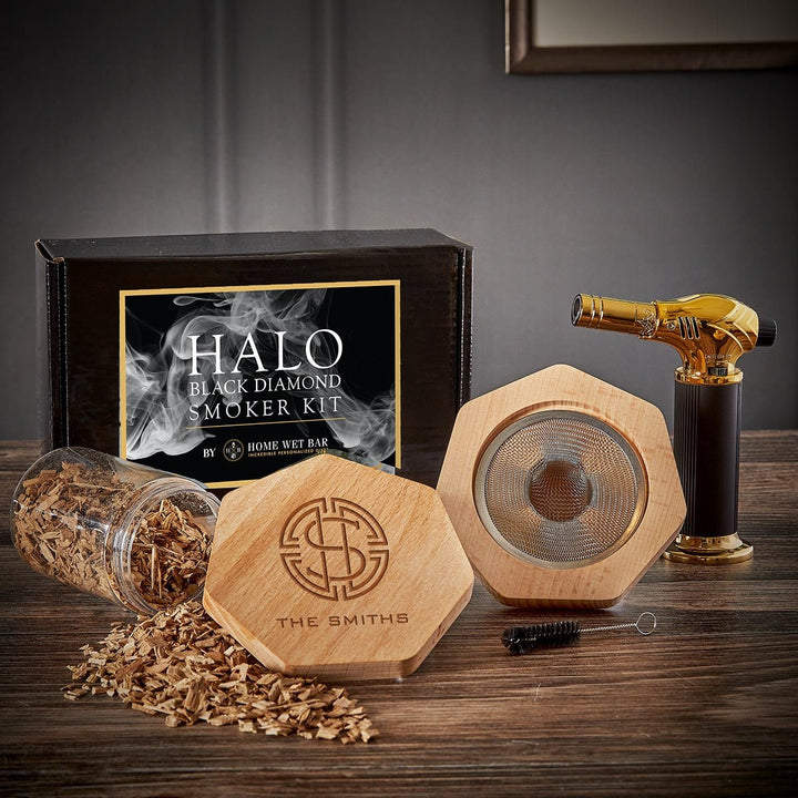 Whiskey Smoker Kit and Cocktail with Wooden Design for Smoked Old Fashioned Drinks