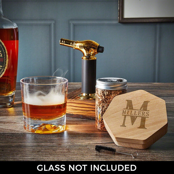 Whiskey Smoker Kit and Cocktail with Wooden Design for Smoked Old Fashioned Drinks