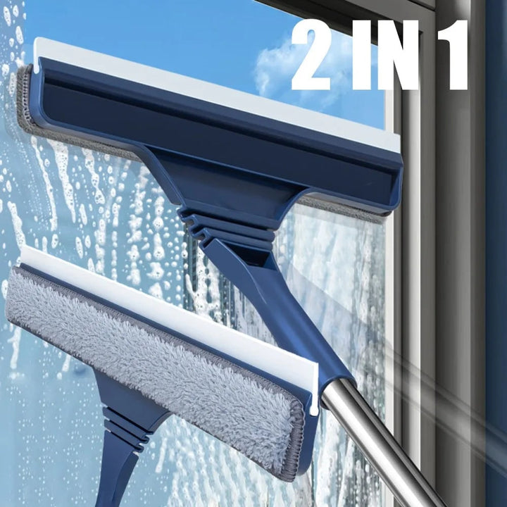 Window Squeegee and Microfiber Cleaner with Telescopic Handle for Streak-Free Cleaning