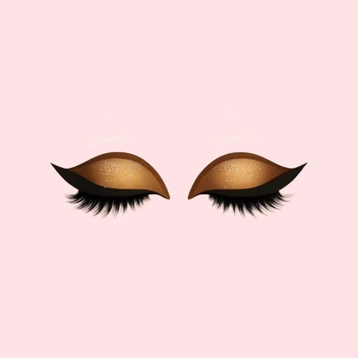 Winged Eyeliner Stickers with False Lashes and Glitter Eyeshadow